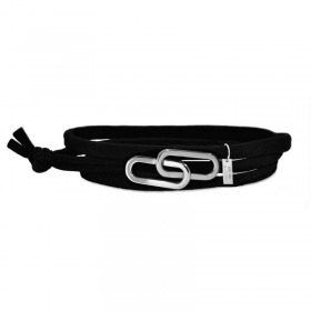 Bracelet Gresy's Le Lien, argent rhodié cordon Noir
