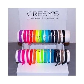 Bracelet Gresy's Le Lien, argent rhodié cordon Noir