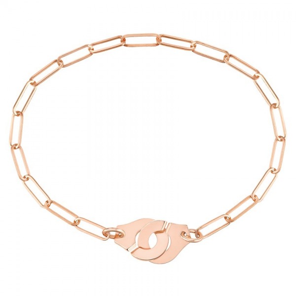 Bracelet Dinh Van Menottes R10 or rose sur chaîne
