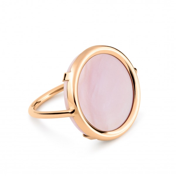 Bague Ginette NY Disc Ring Or Rose et Nacre Rose