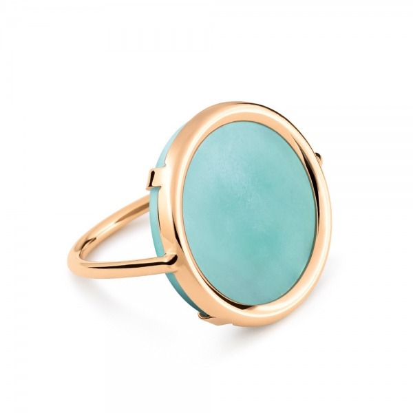 Bague Ginette NY Disc Ring Or rose et Amazonite