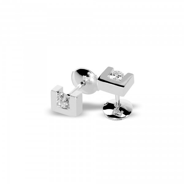 Paire Boucles TOM G Moderne Or Blanc Diamant 0,4 carat