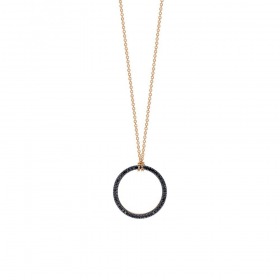 Collier Ginette NY Mini Black Diamants Circle Or Rose