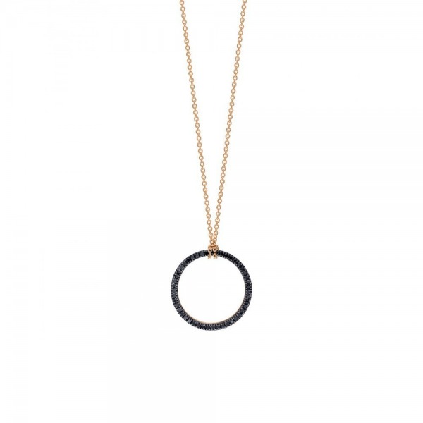 Collier Ginette NY Mini Black Diamants Circle Or Rose