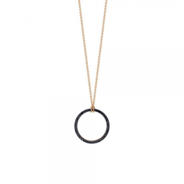 Collier Ginette NY Mini Black Diamants Circle Or Rose