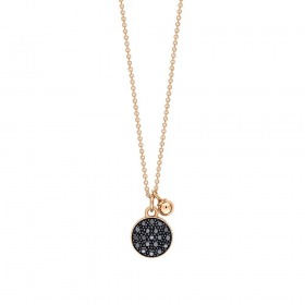 Collier Ginette NY Black Diamants MINI EVER DISC ON CHAIN or rose
