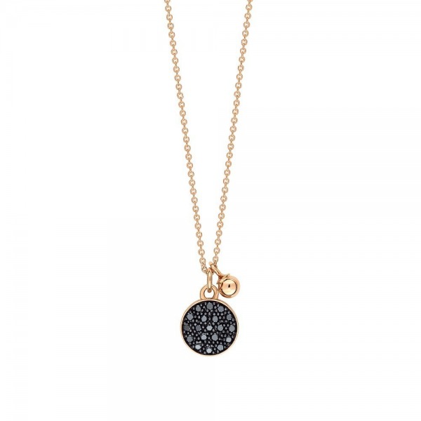 Collier Ginette NY Black Diamants MINI EVER DISC ON CHAIN or rose