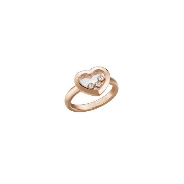 Bague Chopard Happy Diamonds Happy Icons Cœur or rose 3 diamants mobiles