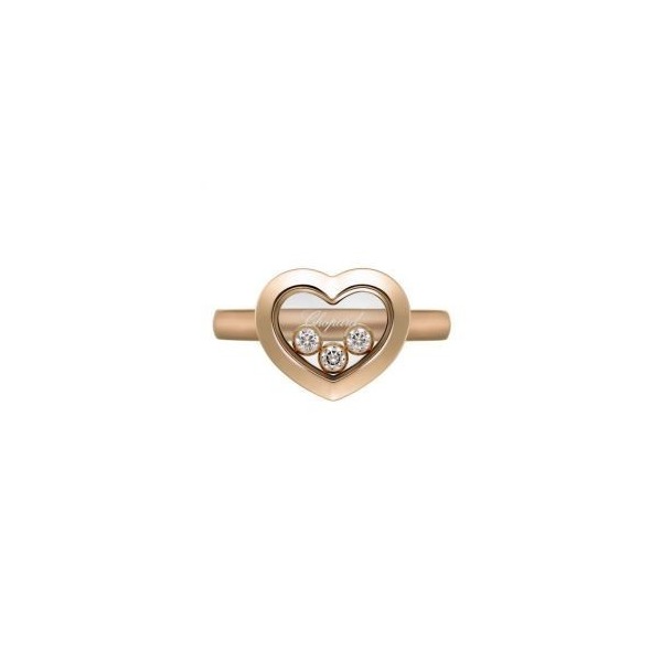 Bague Chopard Happy Diamonds Happy Icons Cœur or rose 3 diamants mobiles