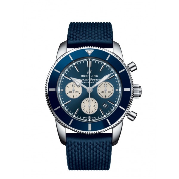 Montre Breitling  Superocean Heritage II B01 44 mm  Chronographe Bleu Bracelet caoutchouc Aéro Classic boucle déployante