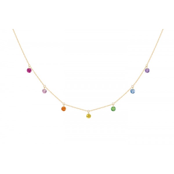 Collier La Brune &amp; La Blonde Confetti Rainbow 7 pierres: saphirs multicolores or jaune