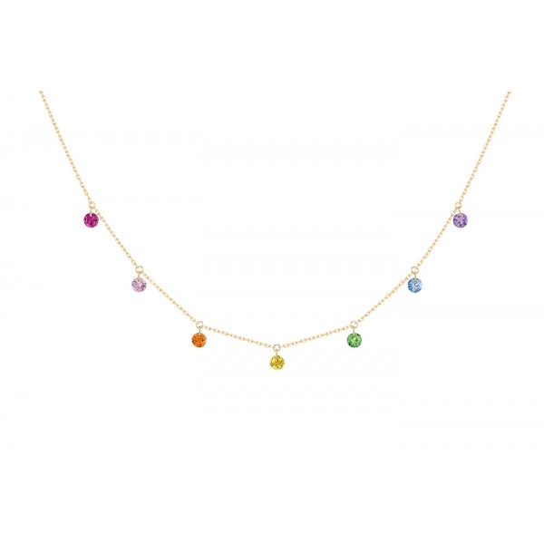 Collier La Brune &amp; La Blonde Confetti Rainbow 7 pierres: saphirs multicolores or jaune