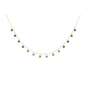Collier La Brune & La Blonde Confetti RIO 14 pierres saphirs bleus tsavorites or jaune