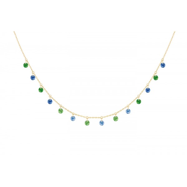 Collier La Brune &amp; La Blonde Confetti RIO 14 pierres saphirs bleus tsavorites or jaune