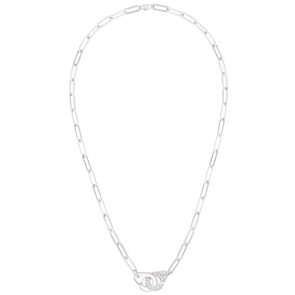 Collier Dinh Van Menottes R12 1/2 diamants  or blanc sur chaîne