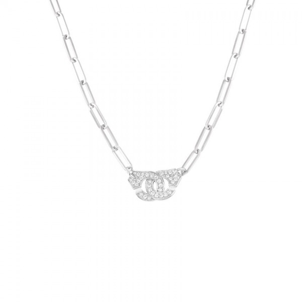 Collier Dinh Van Menottes R12  diamants or blanc sur chaîne