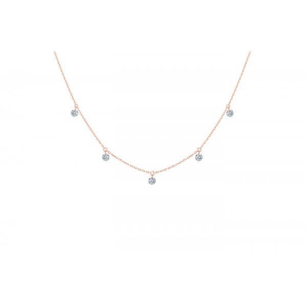 Collier La Brune & La Blonde 360° 5 diamants 0.35 carat or rose