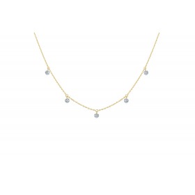Collier La Brune & La Blonde 360° 5 diamants 0.35 carat or jaune