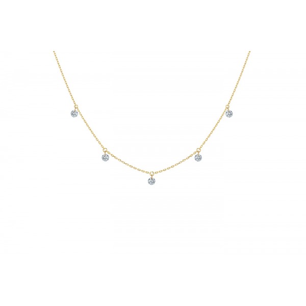 Collier La Brune & La Blonde 360° 5 diamants 0.35 carat or jaune