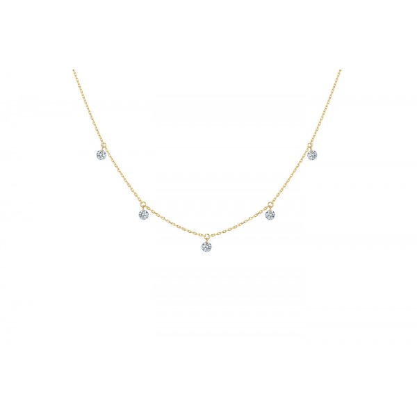 Collier La Brune & La Blonde 360° 5 diamants 0.35 carat or jaune