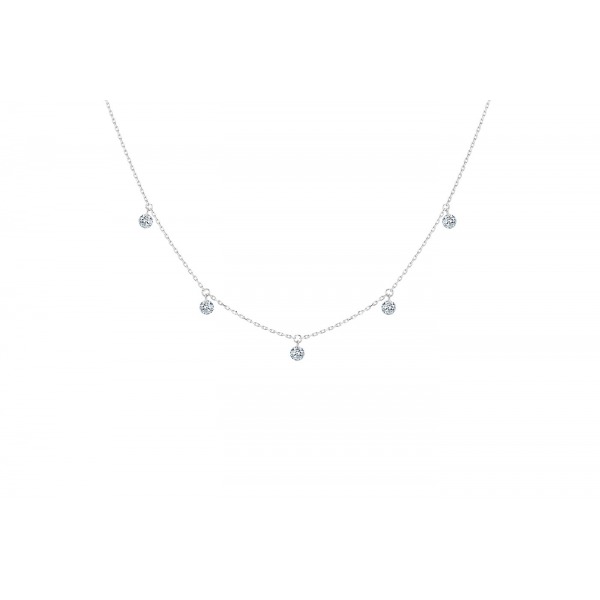 Collier La Brune & La Blonde 360° 5 diamants 0.35 carat or blanc