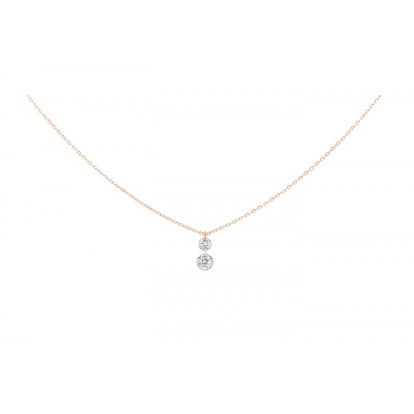 Collier La Brune & La Blonde 360° Duo 2 Diamants 0.20 carat or rose