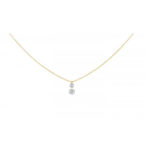 Collier La Brune & La Blonde 360° Duo 2 Diamants 0.20 carat or jaune