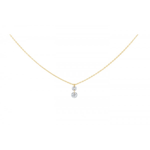 Collier La Brune & La Blonde 360° Duo 2 Diamants 0.20 carat or jaune