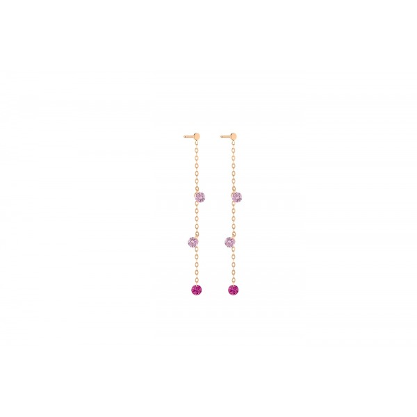 Pendants d’Oreilles La Brune &amp; La Blonde Confetti Rose 6 pierres 0.80 carat or rose