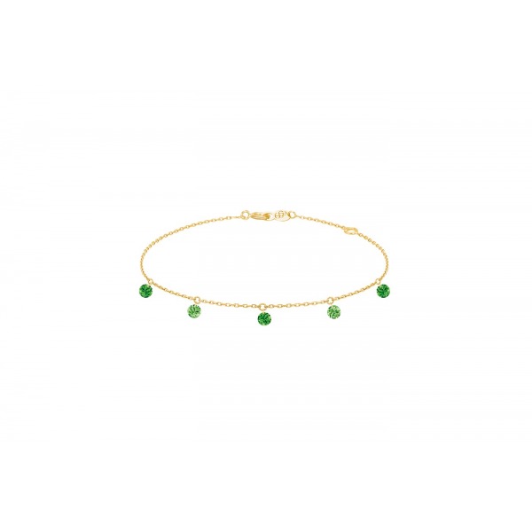 Bracelet La Brune &amp; La Blonde Confetti Vert 5 pierres 0.65 carat or jaune