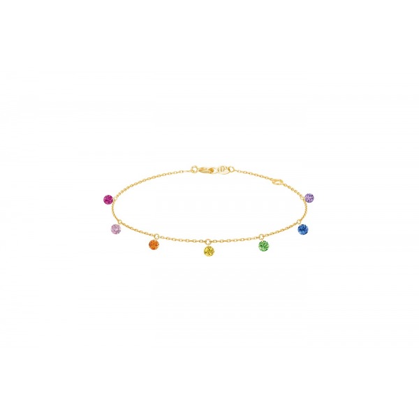 Bracelet La Brune &amp; La Blonde Confetti Rainbow 7 pierres 0.90 carat or jaune