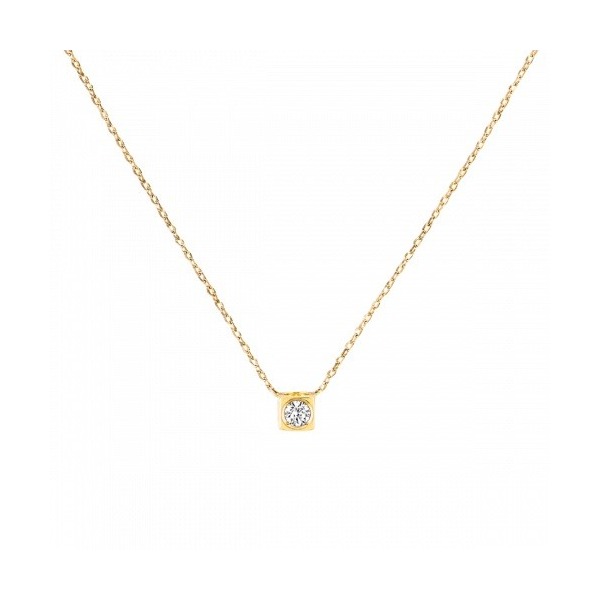 Collier Dinh Van Le Cube Diamant moyen modèle, or jaune et diamant 0.15 carat