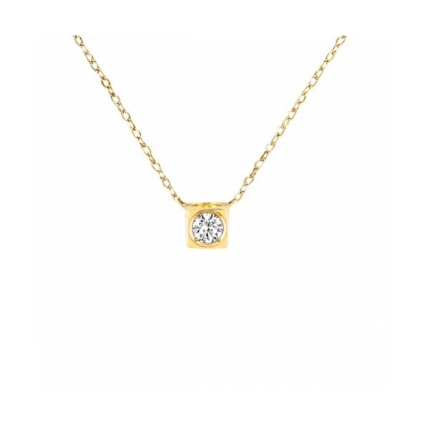 Collier Dinh Van Le Cube Diamant moyen modèle, or jaune et diamant 0.15 carat