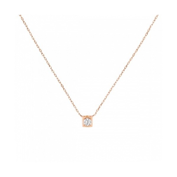 Collier Dinh Van Le Cube Diamant moyen modèle, or rose et diamant 0.15 carat