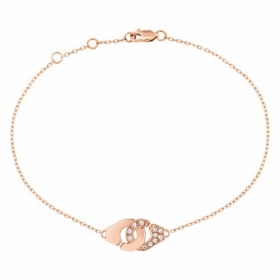 Bracelet  Dinh Van Menottes R8 1/2 Diamants Or Rose sur chaîne