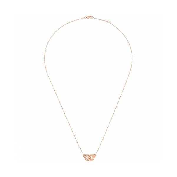 Collier Menottes Dinh Van R8  1/2 Diamants or rose sur chaîne