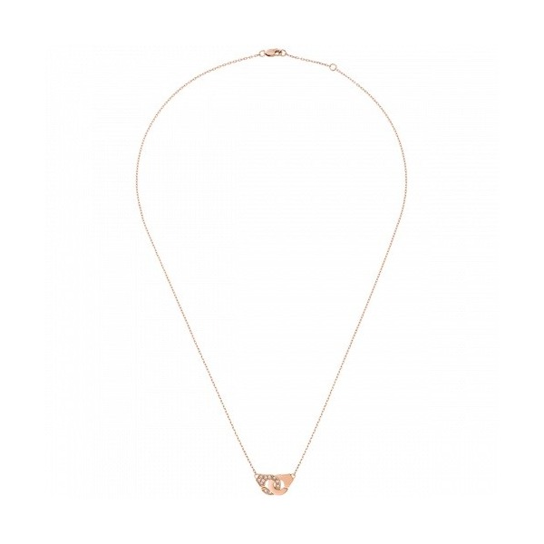 Collier Menottes Dinh Van R8  1/2 Diamants or rose sur chaîne