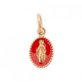 Pendentif gigi CLOZEAU Madone  or rose et résine coquelicot