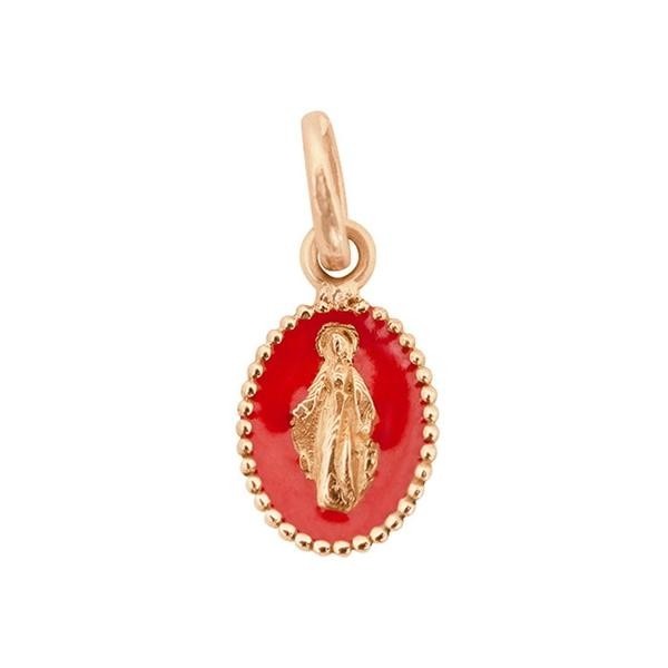 Pendentif gigi CLOZEAU Madone  or rose et résine coquelicot