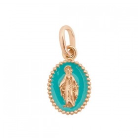 Pendentif gigi CLOZEAU Madone  or rose et résine turquoise vert