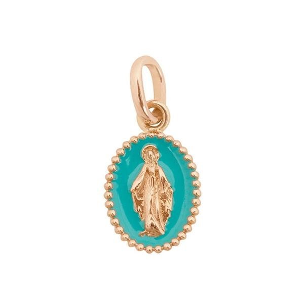 Pendentif gigi CLOZEAU Madone  or rose et résine turquoise vert