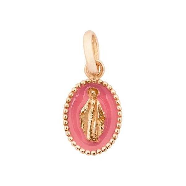 Pendentif gigi CLOZEAU Madone  or rose et résine rose