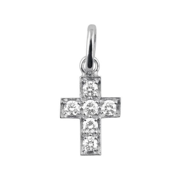 Pendentif gigi CLOZEAU Croix or blanc et diamants