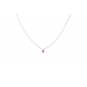 Collier La Brune & La Blonde Confetti Saphir Rose Solitaire 0.30 carat or rose