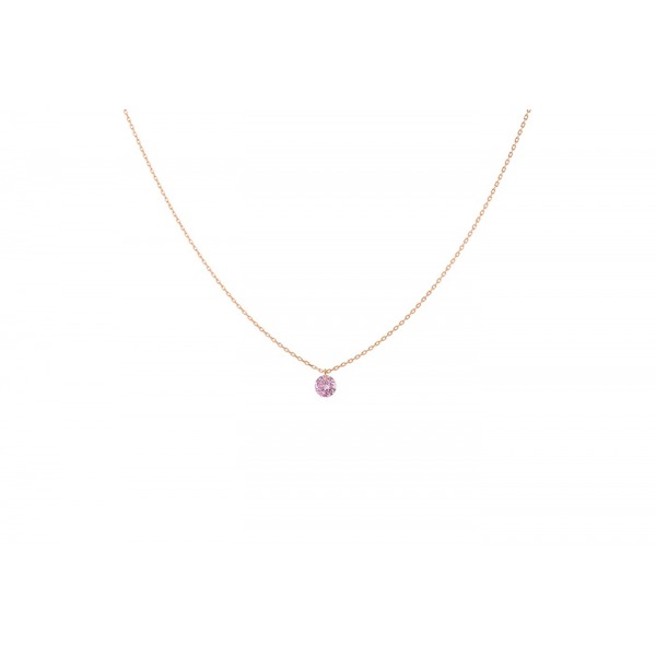 Collier La Brune & La Blonde Confetti Saphir Rose Solitaire 0.30 carat or rose