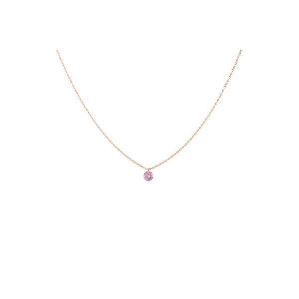 Collier La Brune & La Blonde Confetti Saphir Rose Solitaire 0.30 carat or rose
