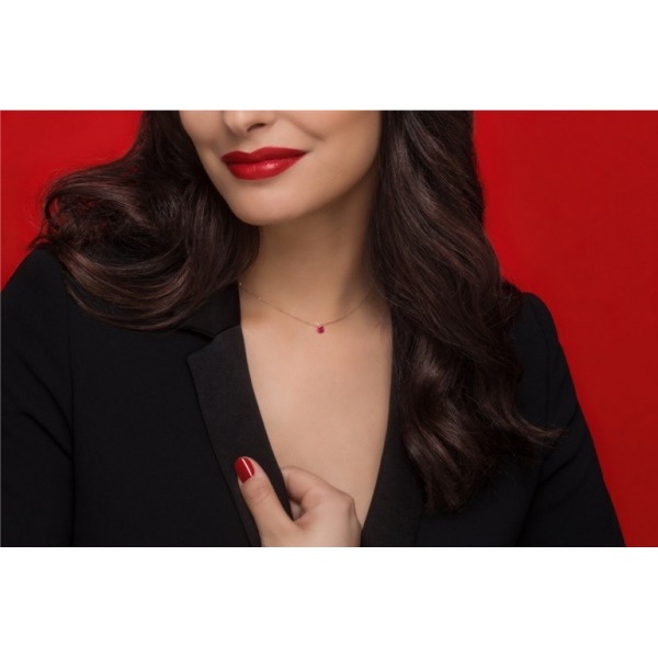 Collier La Brune & La Blonde Confetti Saphir Rose Solitaire 0.30 carat or rose