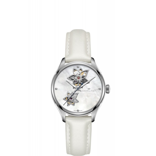 Nouvelle montre Lady Open Heart cadran nacr ajour et bracelet cuir