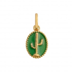 Pendentif gigi CLOZEAU Voyage cactus or jaune et résine verte
