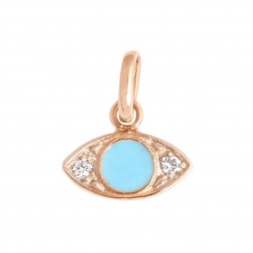 Pendentif gigi CLOZEAU Voyage oeil or rose, diamants et résine bleue